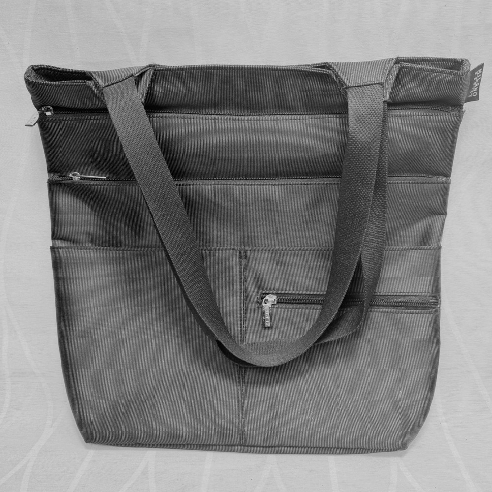 Milano Series Black Nylon Multi Pocket Tote Bag‎ Shoulder Travel Commuter Unisex